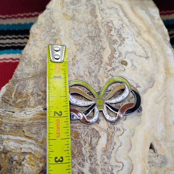 VTG Margot De Taxco Sterling Silver Enamel Bow Ribbon Knot Brooch Pin Mexico - Picture 10 of 10